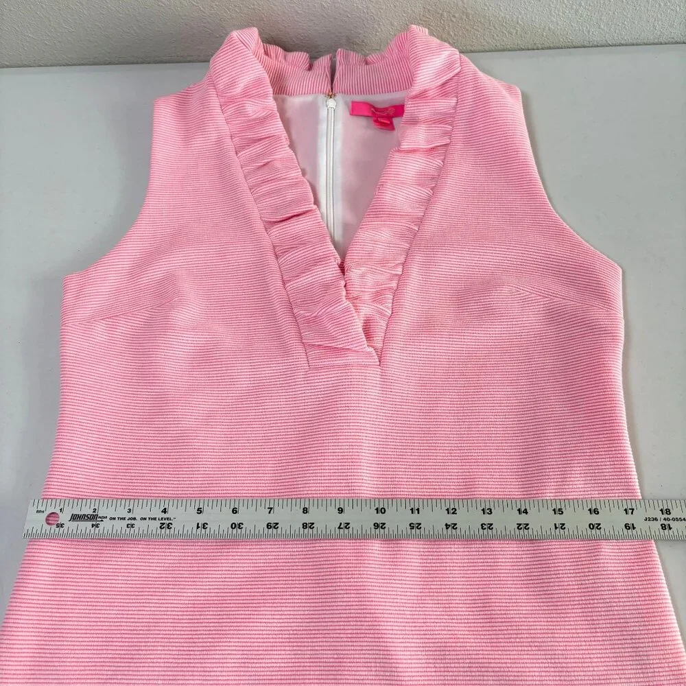 Lilly Pulitzer Tisbury Sleeveless Shift Dress Size L Pink Stripe V Neck Preppy - Picture 7 of 10